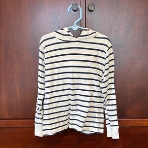 Crewcuts Navy and White Striped Long Sleeve Tee with Hood